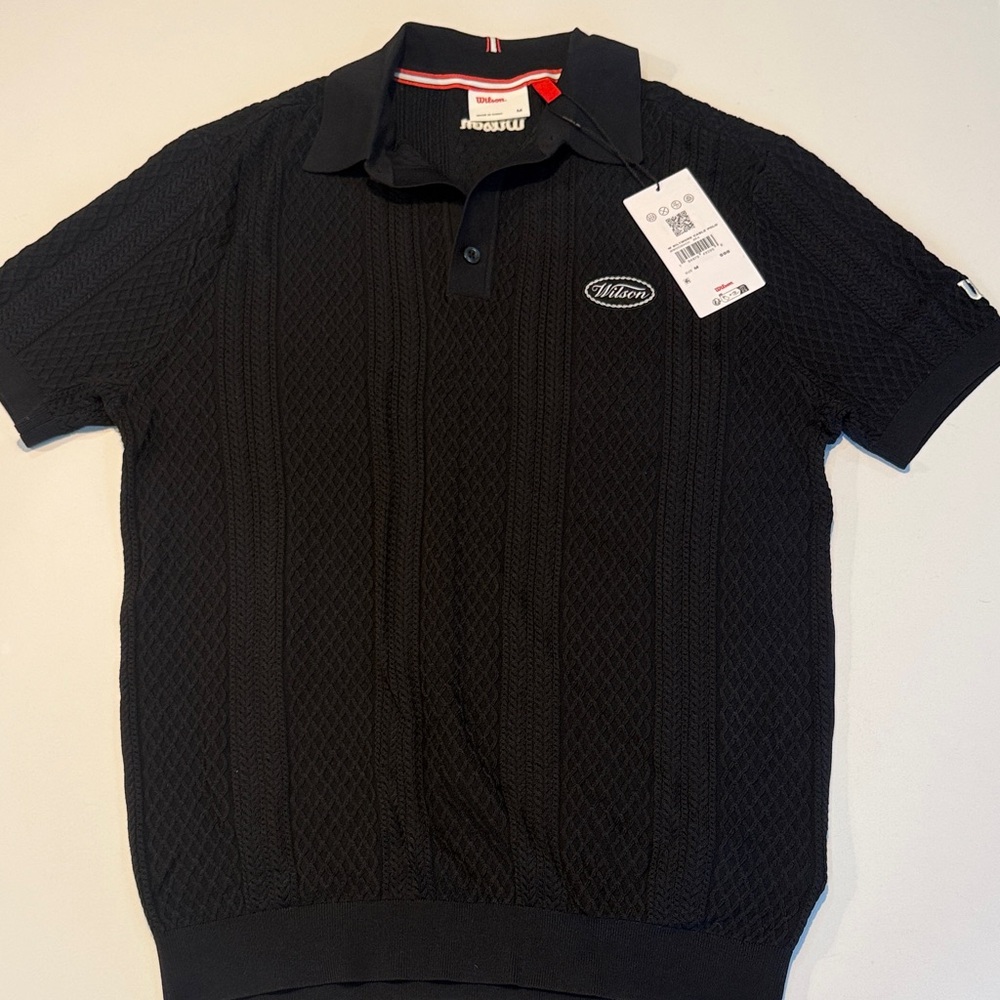 Wilson Textured Black Polo Shirt for Men